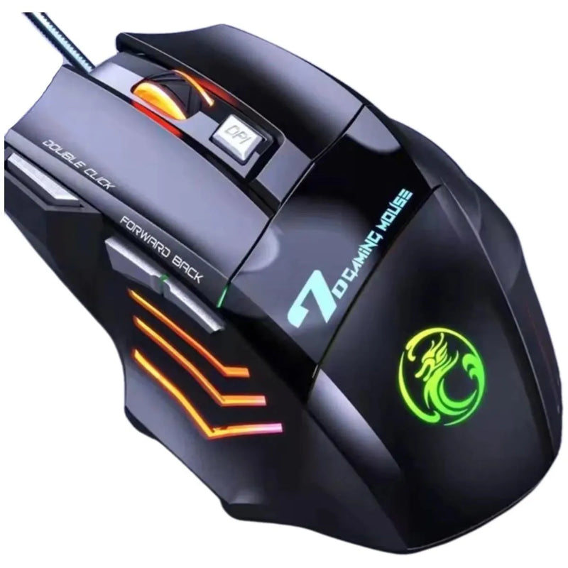 Mouse Gamer 3600dpi Usb Com Fio Led RGB com 7 Botões