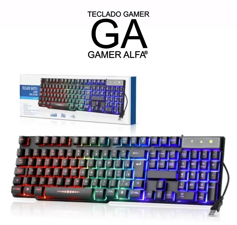 Teclado Gamer Semi-Mecânico RGB LED Retroiluminado Gamer Alfa®
